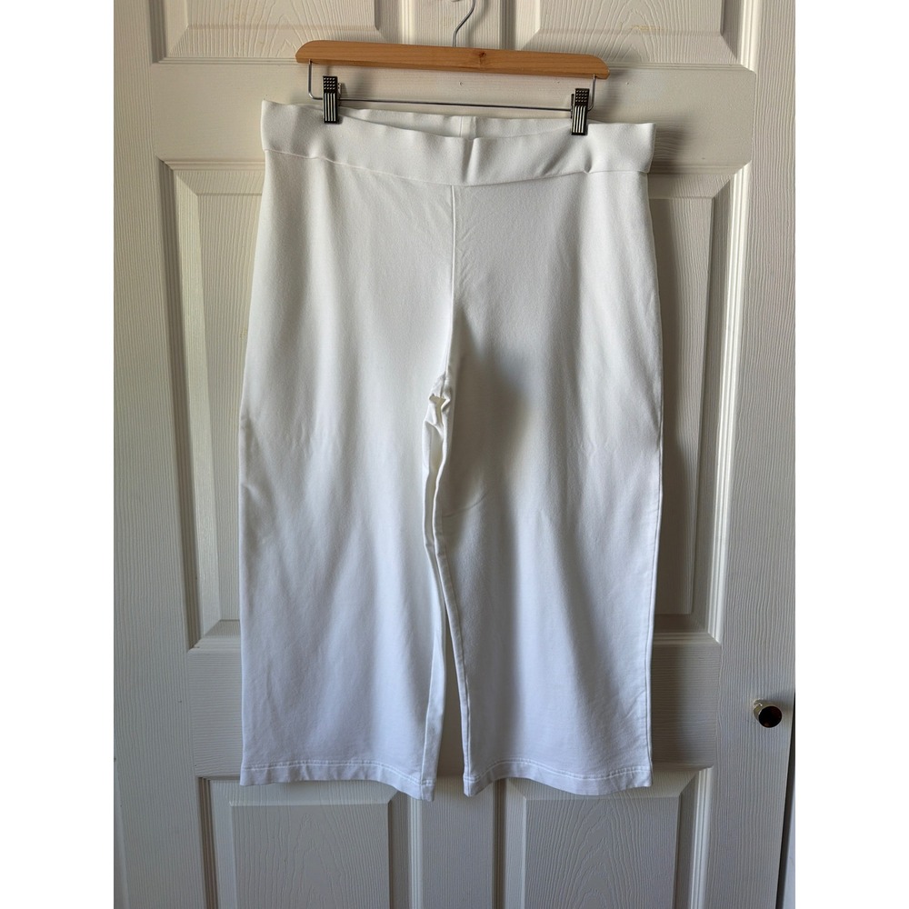 Pure Jill Crop Pants L White Pima Cotton Modal Stretch Loungewear Coastal Cruise
